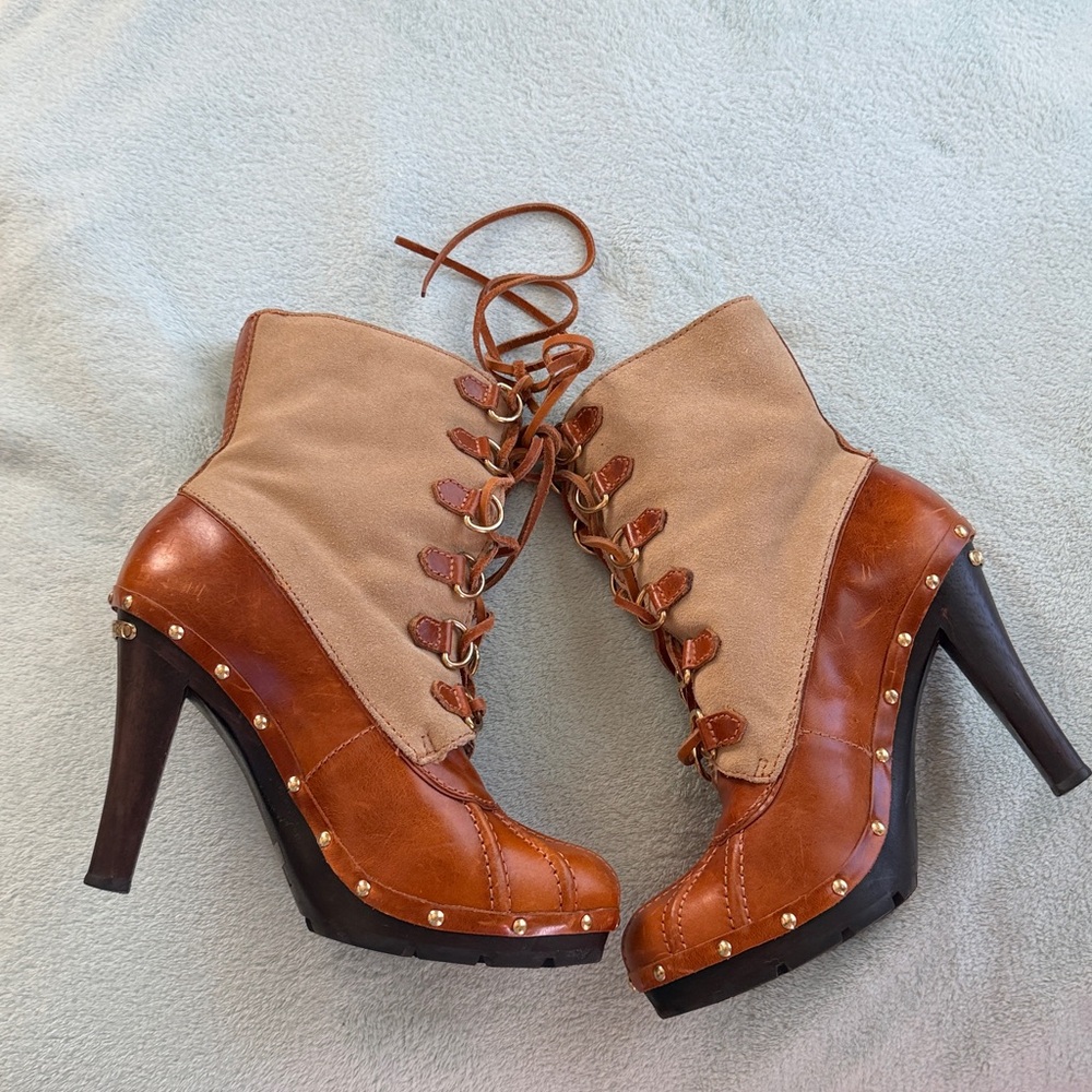 KORS Michael Kors Brown and Tan Lace Up Boots - Picture 6 of 14